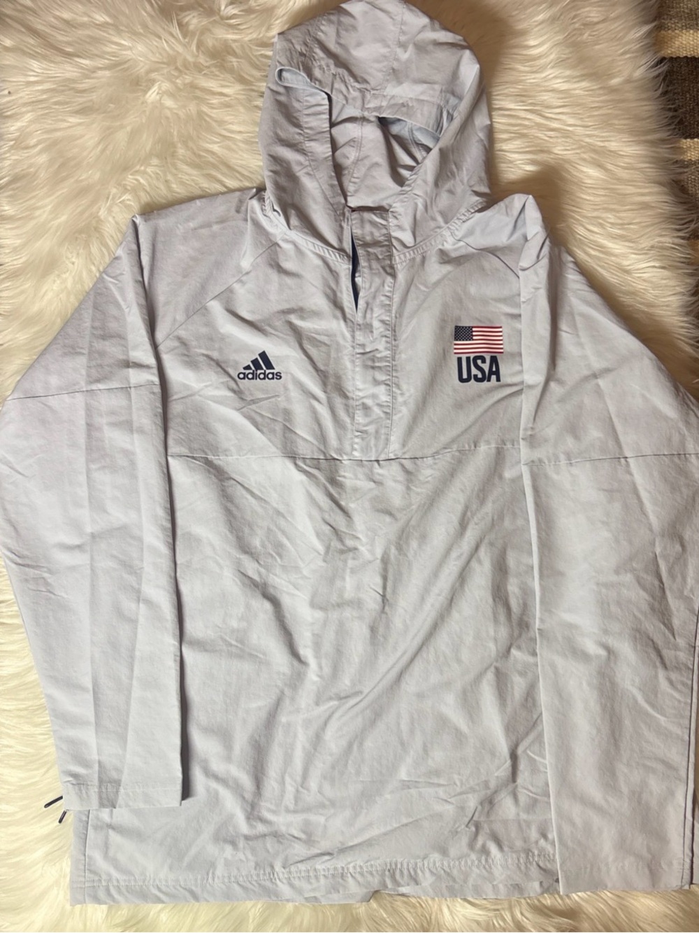 adidas Light Gray USA Olympic Volleyball Hooded Windbreaker